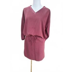 NEW KLD. SIGNATURE women's scuba v neck top with skirt in burgundy